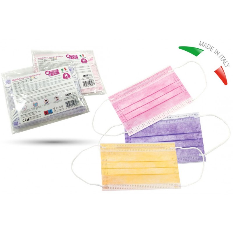 MASCHERINA CHIRURGICA BIMBO COLORATE (5 Pz)