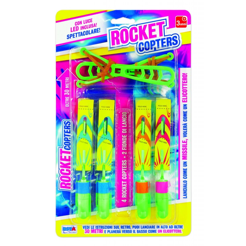 BLISTER 4 ROCKET COPTERS CON LED