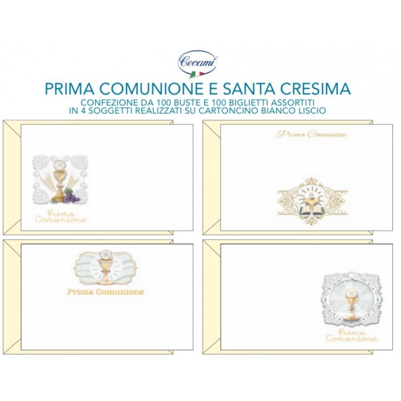 BIGLIETTI PRIMA COMUNIONE 4 sogg. 9x13 (f.to 9) (100/100 Pz)