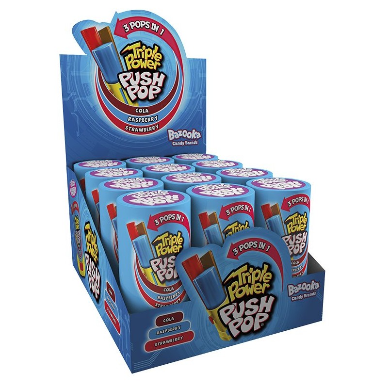BAZOOKA TRIPLE POWERL PUSH POP 34 gr. (12 Pz)
