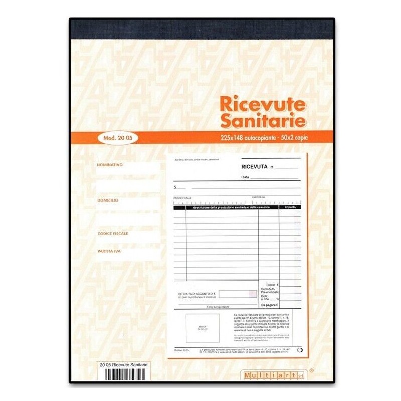 BLOCCO RICEVUTE SANITARIE 50x2 copie 225x148 (20 Pz)