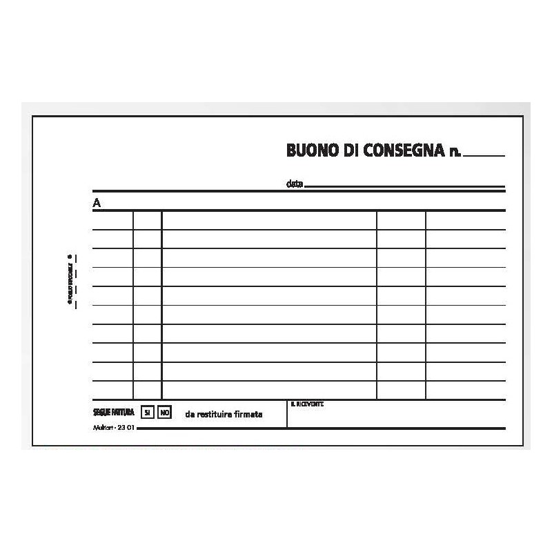 BLOCCO BUONO DI CONSEGNA 33x3 copie 120x170 (30 Pz)