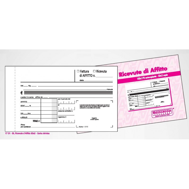 BLOCCO RICEVUTE D'AFFITTO 50x2 copie 100x170 (30 Pz)