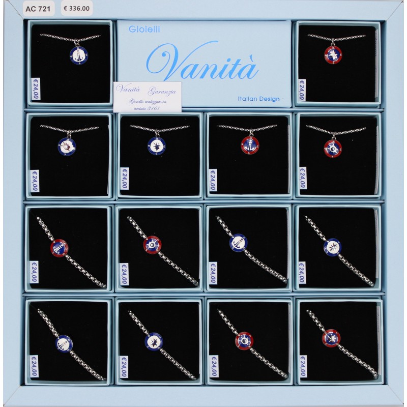 EXPO 6 Collane e 8 Bracciali Acciao (14 Pz)