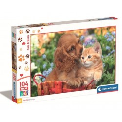 PUZZLE CLEMENTONI 104 MAXI CAT AND DOG