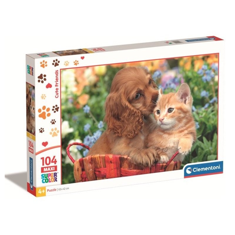 PUZZLE CLEMENTONI 104 MAXI CAT AND DOG