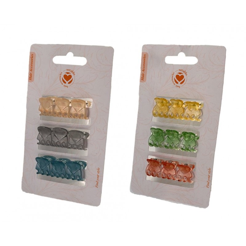 PINZETTE CAPELLI SMALL COLORATE 9 PZ (12 Pz)