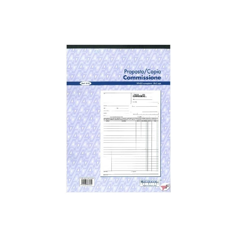BLOCCO COPIA COMMISSIONE 50x2 A4 copie 297x225 (10 Pz)