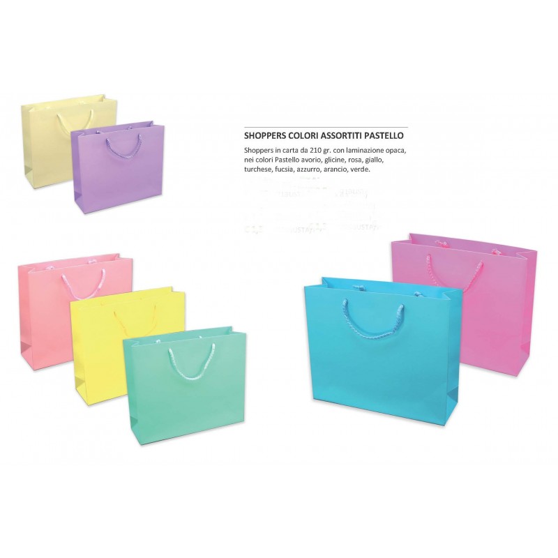 SHOPPER CARTA 58x15x49 cm COLORI PASTELLO (12 Pz)
