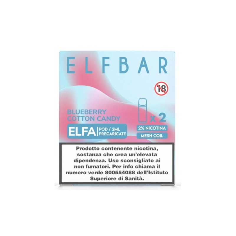 ELFBAR ELFA 2 ML PREFILLED POD BLUEBERRY COTTON CANDY 2Pz (10 Pz