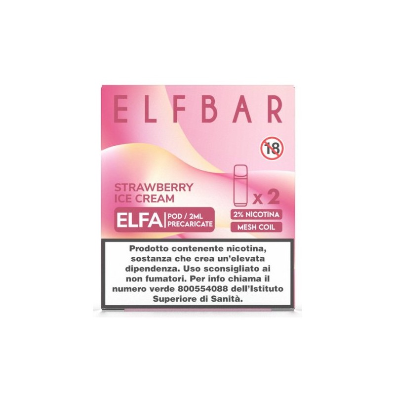 ELFBAR ELFA 2 ML PREFILLED POD STRAWBERRY ICE CREAM 2 Pezzi 20 m