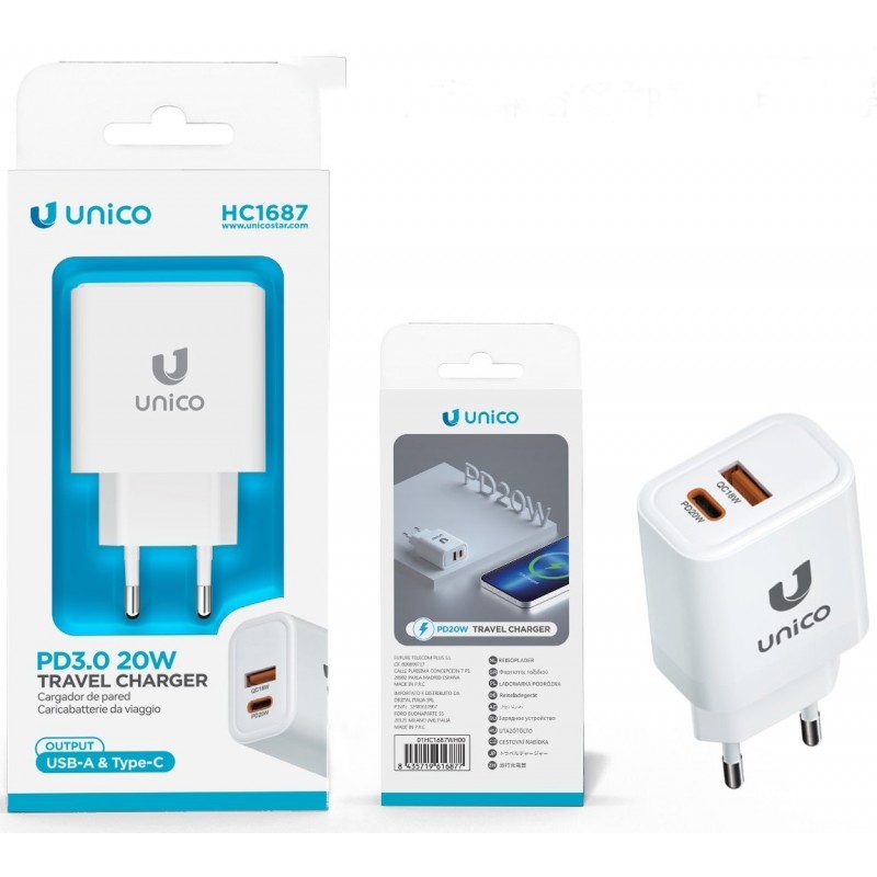 UNICO WALL CHARGER 2 USB 20 w