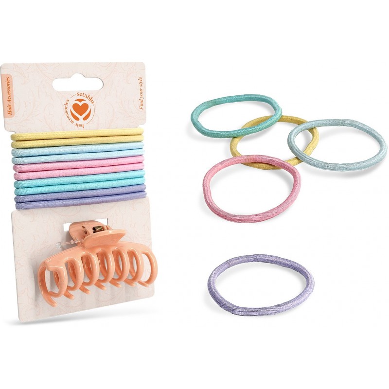 ELASTICI 10 Pz + PINZA 6 cm VARI COLORI (6 Pz)