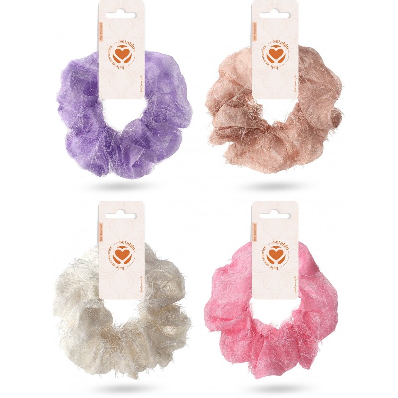 ELASTICO SCRUNCHIE PELUCHE VARI COLORI (12 Pz)