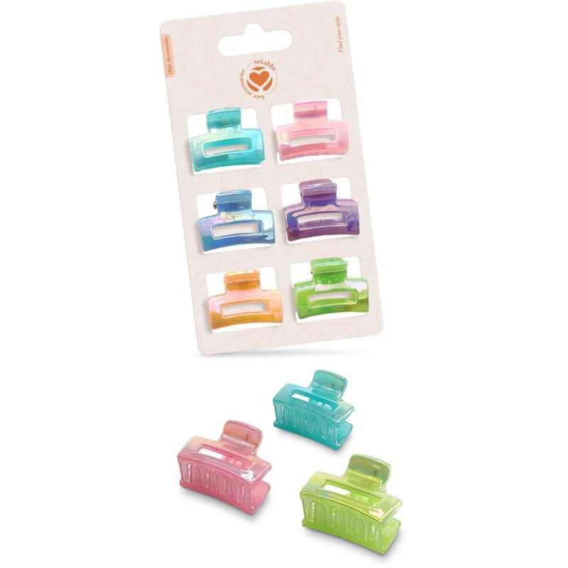 PINZETTE RETTANGOLARI 6 Pz VARI COLORI (24 Pz)