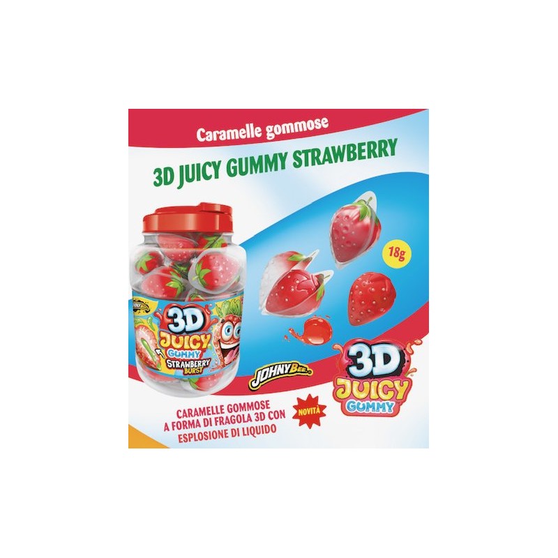 3D JUICY GUMMY STRAWBWRRY 18 gr (60 Pz)