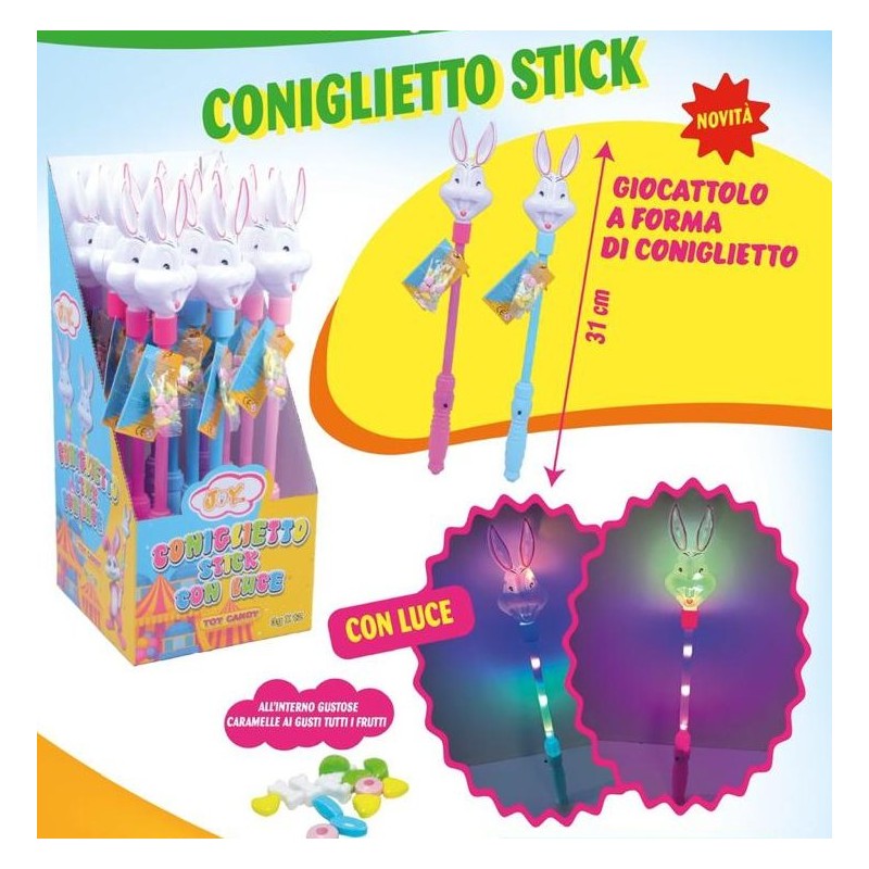 CONIGLIETTO STICK CON LUCE (12 Pz)