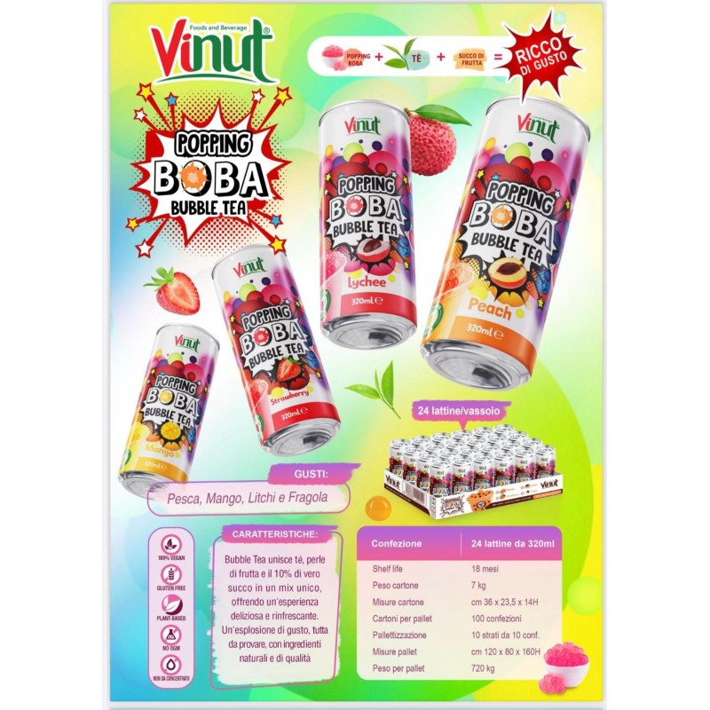 LATTINA BUBBLE TEA VINUT MANGO 320 ml (6 Pz)