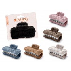 PINZA PER CAPELLI IN PELUCHE RETTANGOLARE (12  Pz)
