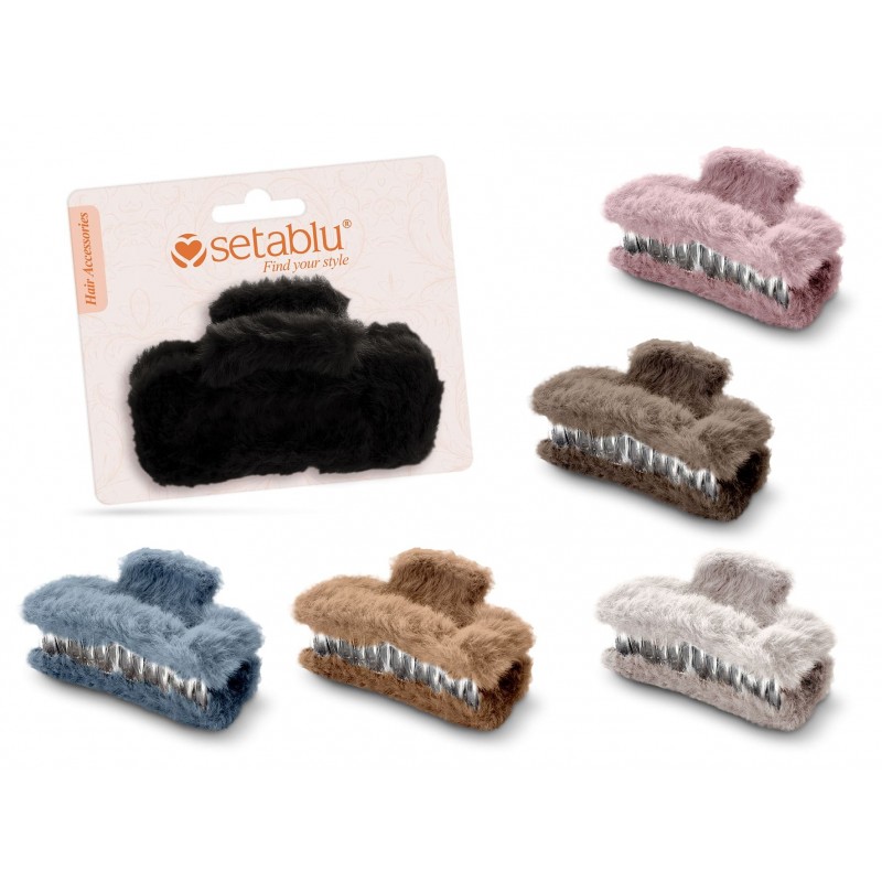 PINZA PER CAPELLI IN PELUCHE RETTANGOLARE (12  Pz)