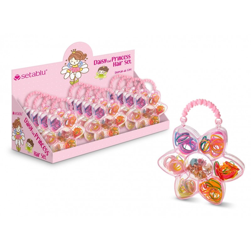 ELASTICI MINI E PINZETTE PACK IN FIORE (12 Pz)
