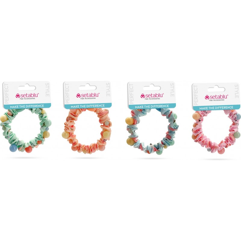 ELASTICO CON PERLE COLORATE VARI COLORI (12 Pz)