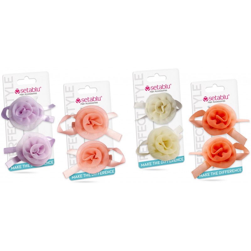 FERMAGLIO CAPELLI FIORE 2 pz VARI COLORI (12 Pz)