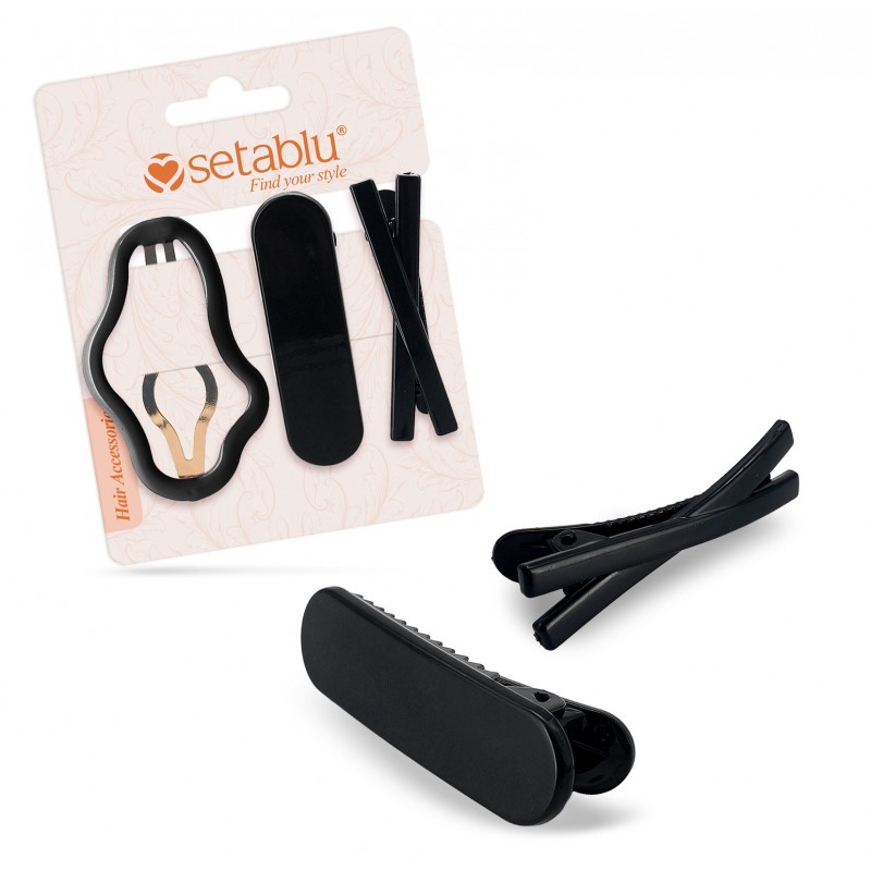 FERMAGLI CAPELLI NERI 3 Pz (12 Pz)