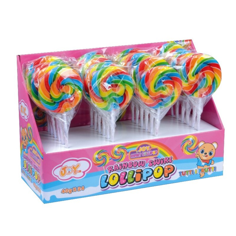 JOYGUM RAINBOW SWIRL LOLLIPOP 40 gr (24 Pz)