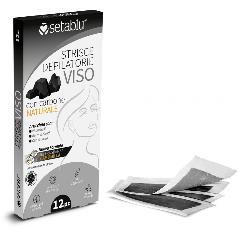 STRISCE DEPILATORIE VISO CARBONE NATURALE 12 Pz