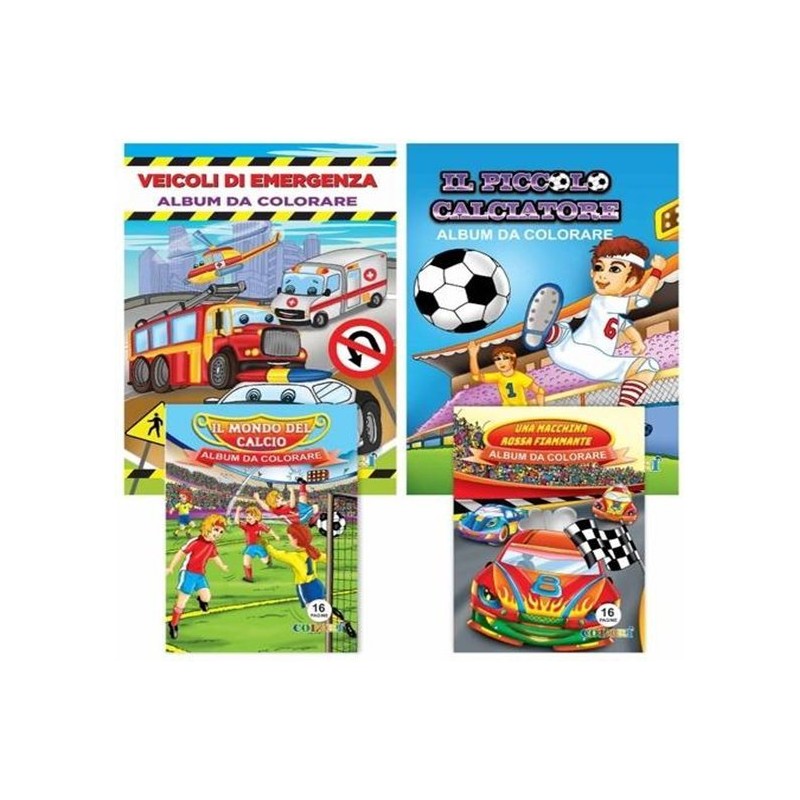 ALBUM DA COLORARE A4 16 pag. CALCIO E MOTORI (24 Pz)