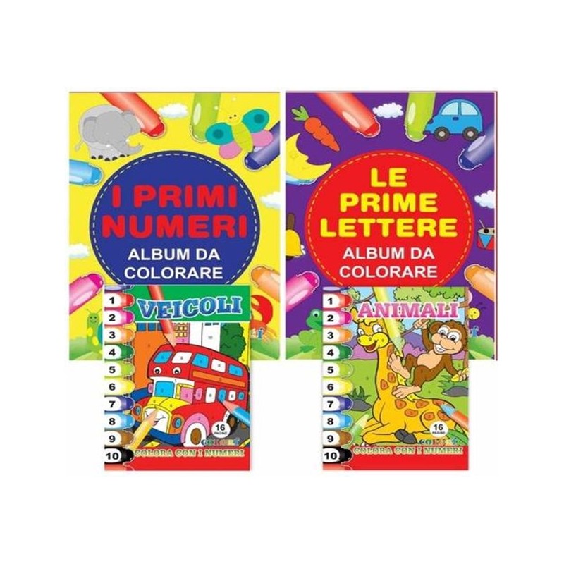 ALBUM DA COLORARE A4 16 pag. LETTERE E NUMERI (24 Pz)