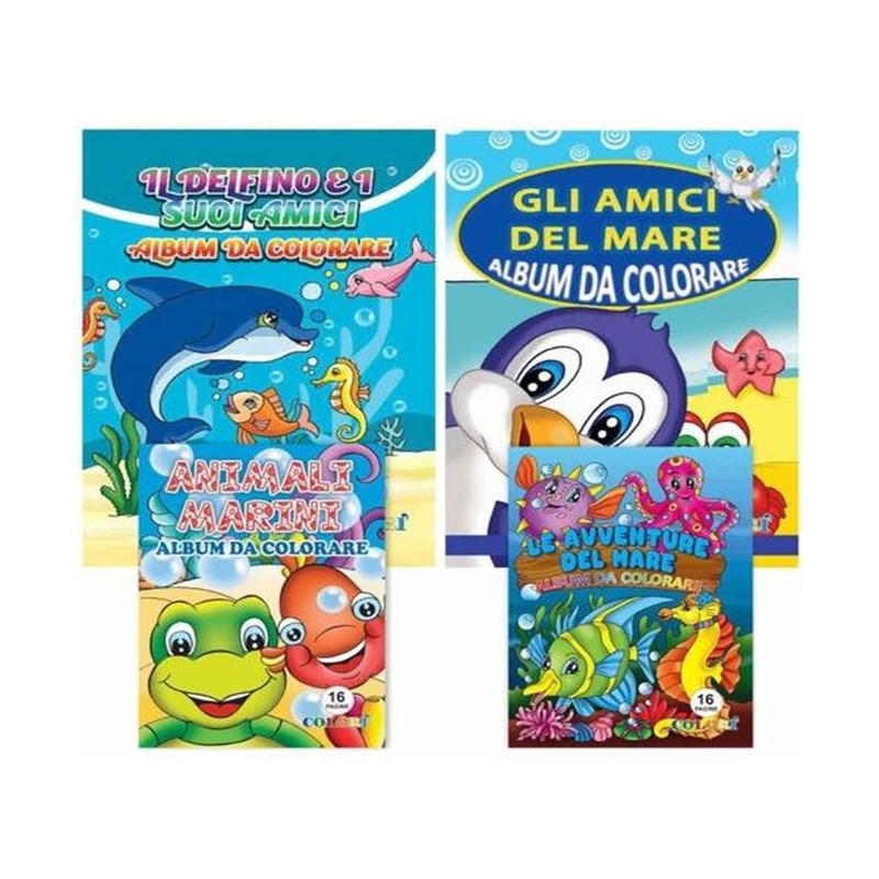 ALBUM DA COLORARE A4 16 pag. ANIMALI MARINI (24 Pz)