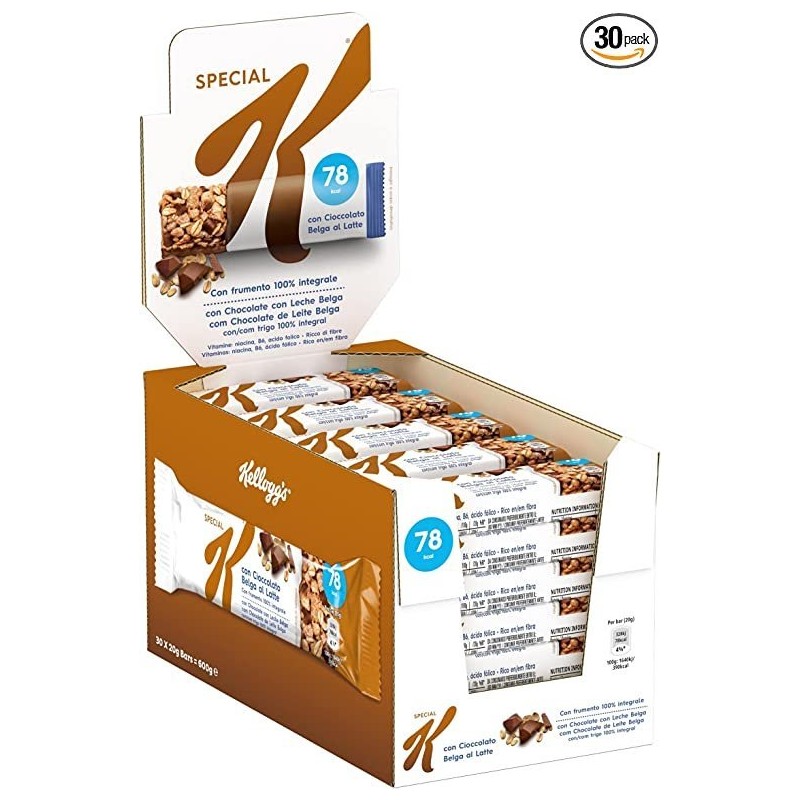 KELLOGGS BARRETTE CIOCCOLATO AL LATTE 21.5 gr. (30 Pz)