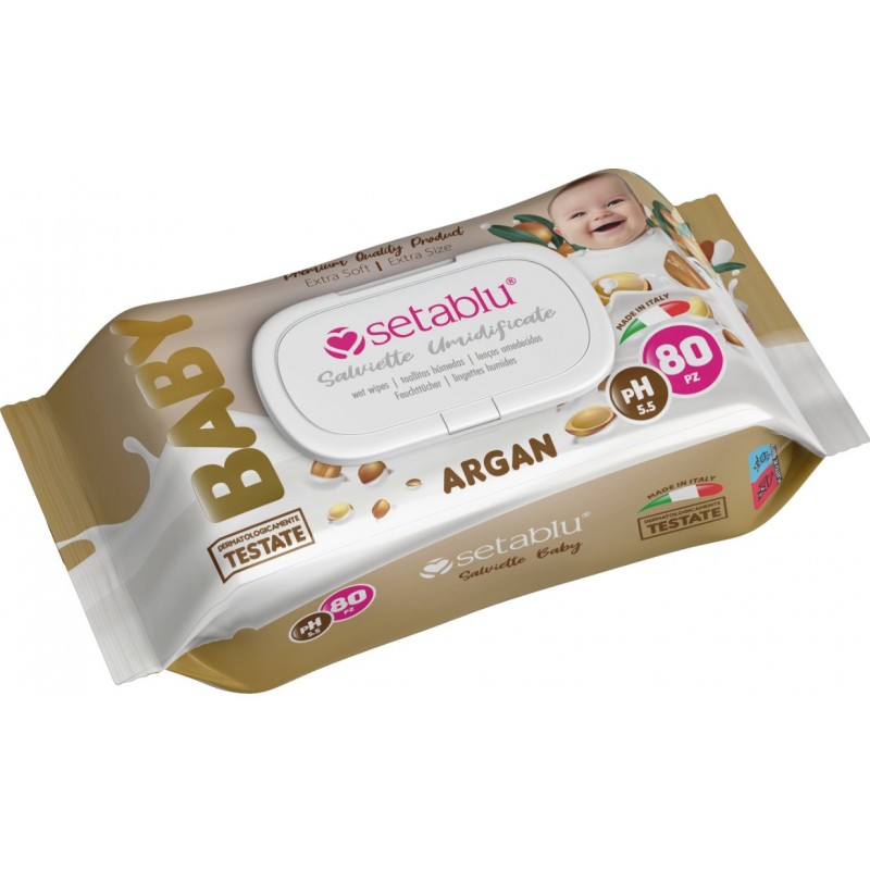 SALVIETTE BABY ARGAN 80 pz MADE IN ITALY