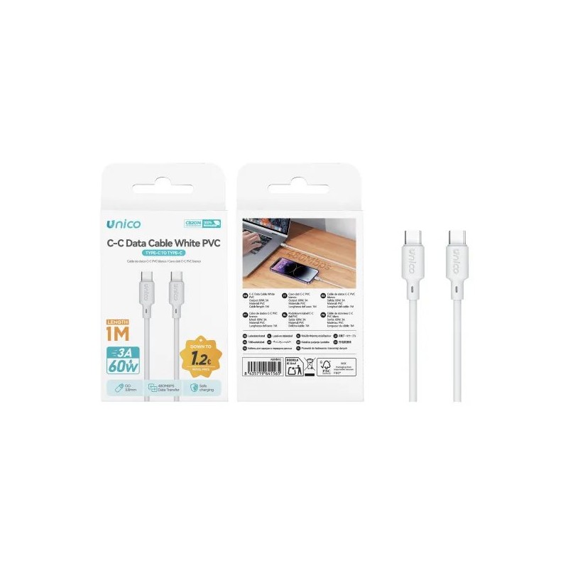UNICO DATA CABLE WHITE PVC C to C 3A