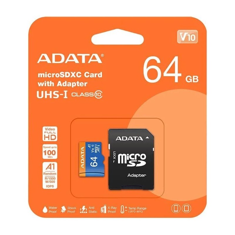 MICROSD XC C10 HD UHS-I CON ADATTATORE 64GB