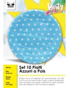 SET 10 PIATTI POIS AZZURRO (12 Pz)