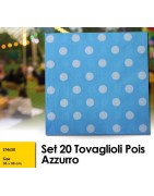 SET 20 TOVAGLIOLI POIS AZZURRO (12 Pz)