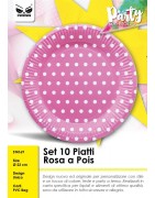 SET 10 PIATTI POIS ROSA (12 Pz)