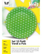 SET 10 PIATTI POIS VERDE (12 Pz)