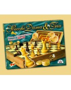 SCACCHI-DAMA-TRIA 35x24 Legno Scacchi in Plastica